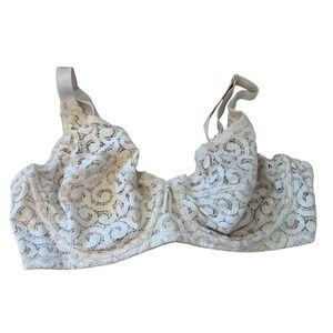 Wacoal Lace Bra 34D Beige Full Coverage Adjustable Everyday Lingerie